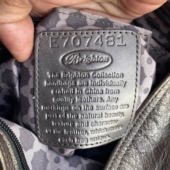 EUC Brighton Pewter Pebbled Leather Flower Embossed Tote Bag style E707481 - Picture 10 of 12